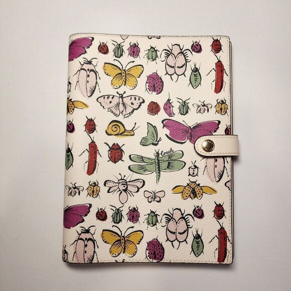 NWT Coach CR422 Notebook With Creature Print Gold / Chalk Multi